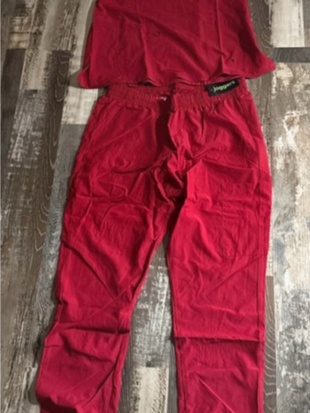 Unbranded Red High-Waist Casual jogger pants  and vneck shirt